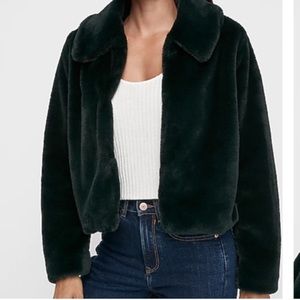 🚫SOLD🚫Express Green Faux Fur Jacket